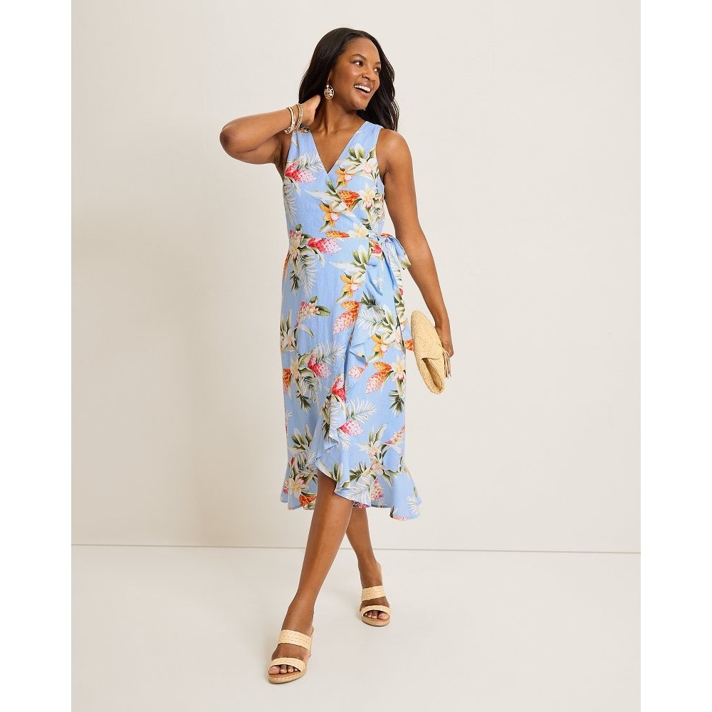 Tommy Bahama Miramonte Blooms Midi Dress Blue Size 12 New With Tags